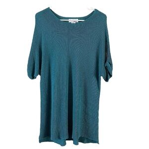 NorthStyle Teal Blue Linen Blend Tunic Dress Size M Coastal Beachy Boho Knit